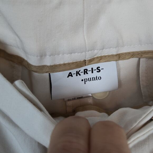 Akris Punto Frankie Ivory Seam Front Slim Leg Cropped Dress Pants Size 12 - Picture 6 of 8